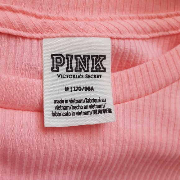 PINK Ribbed Short Sleeve Tee Size Medium - Picture 3 of 3